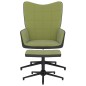 vidaXL Relaxsessel mit Hocker Hellgrün Samt und PVC vidaXL Relaxsessel mit Hocker Hellgrün Samt und PVC