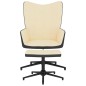 vidaXL Relaxsessel mit Hocker Cremeweiß Samt und PVC vidaXL Relaxsessel mit Hocker Cremeweiß Samt und PVC