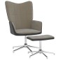vidaXL Relaxsessel mit Hocker Hellgrau Samt und PVC vidaXL Relaxsessel mit Hocker Hellgrau Samt und PVC