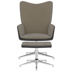 vidaXL Relaxsessel mit Hocker Hellgrau Samt und PVC