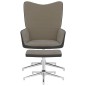 vidaXL Relaxsessel mit Hocker Hellgrau Samt und PVC vidaXL Relaxsessel mit Hocker Hellgrau Samt und PVC
