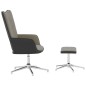 vidaXL Relaxsessel mit Hocker Hellgrau Samt und PVC vidaXL Relaxsessel mit Hocker Hellgrau Samt und PVC