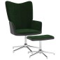 vidaXL Relaxsessel mit Hocker Dunkelgrün Samt und PVC vidaXL Relaxsessel mit Hocker Dunkelgrün Samt und PVC