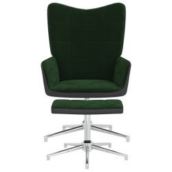 vidaXL Relaxsessel mit Hocker Dunkelgrün Samt und PVC