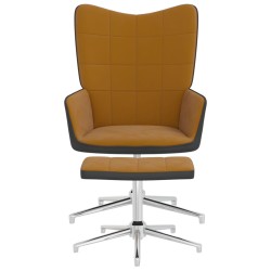 vidaXL Relaxsessel mit Hocker Braun Samt und PVC