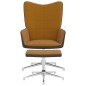 vidaXL Relaxsessel mit Hocker Braun Samt und PVC vidaXL Relaxsessel mit Hocker Braun Samt und PVC