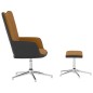 vidaXL Relaxsessel mit Hocker Braun Samt und PVC vidaXL Relaxsessel mit Hocker Braun Samt und PVC