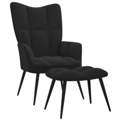vidaXL Relaxsessel mit Hocker Schwarz Samt