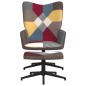 vidaXL Relaxsessel mit Hocker Patchwork Stoff vidaXL Relaxsessel mit Hocker Patchwork Stoff