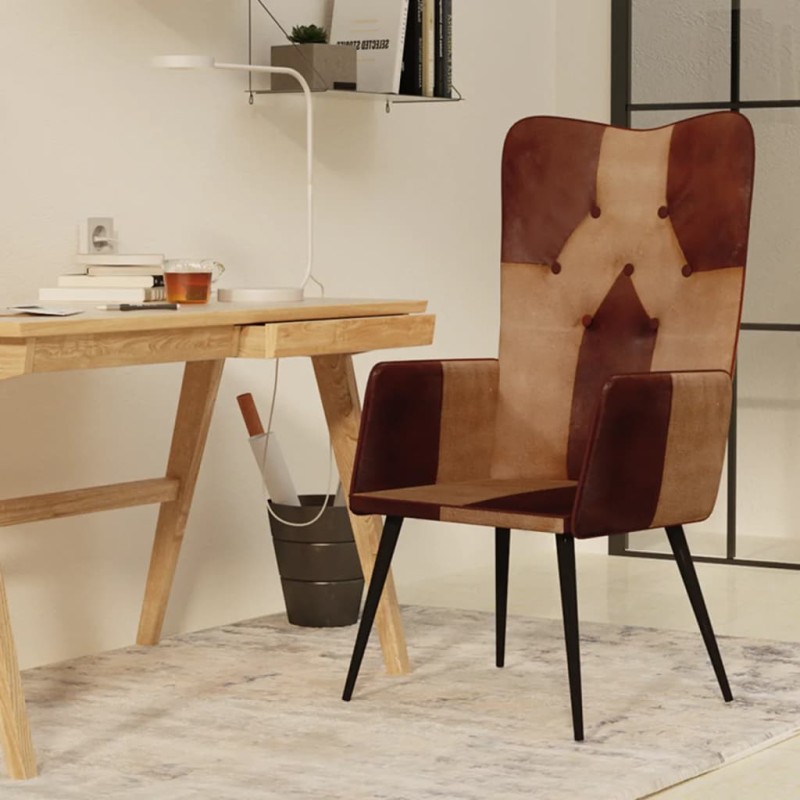 vidaXL Ohrensessel Braun Echtleder vidaXL Ohrensessel Braun Echtleder