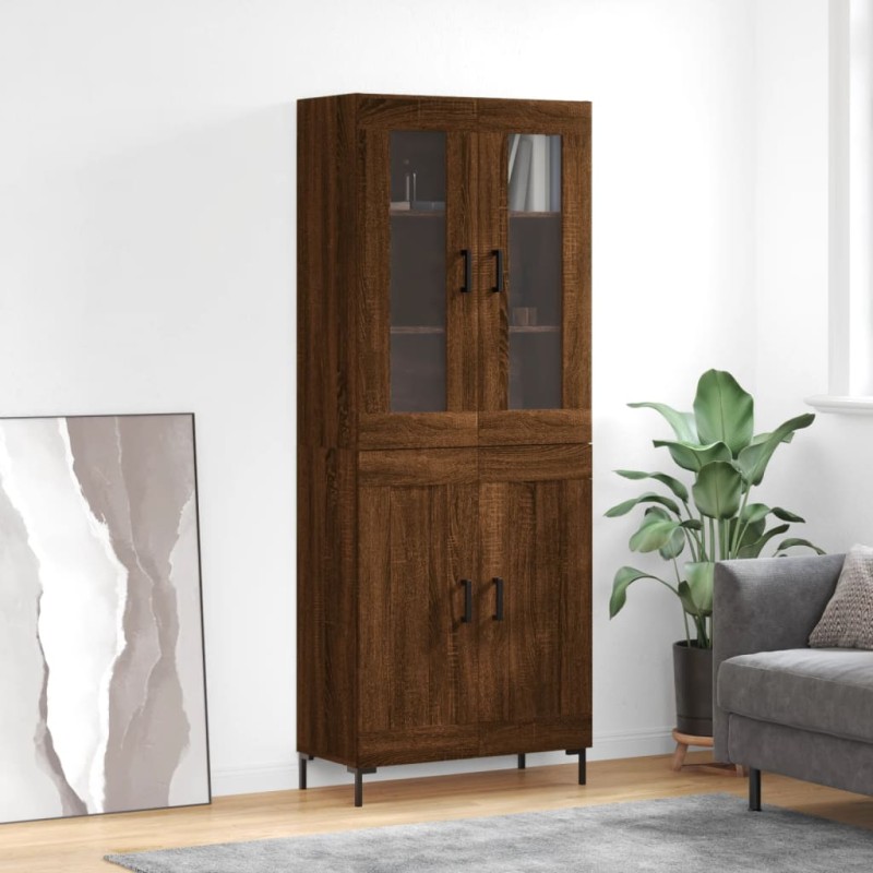 Highboard Braun Eichen-Optik 69,5x34x180 cm Holzwerkstoff Highboard Braun Eichen-Optik 69,5x34x180 cm Holzwerkstoff