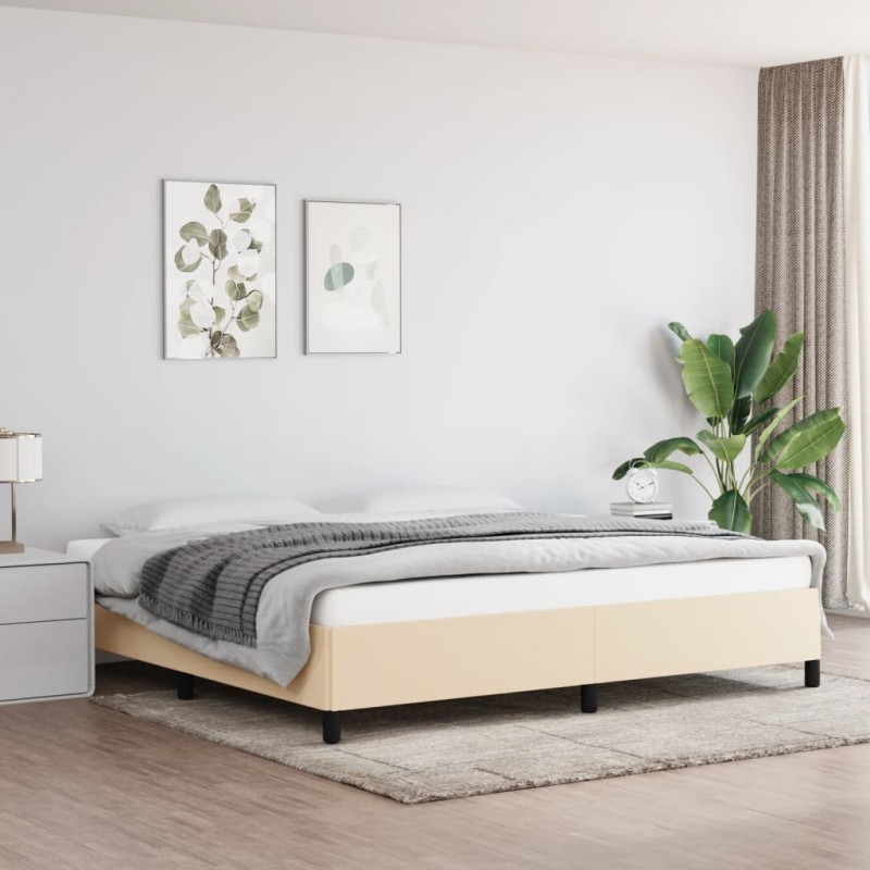 Bettgestell Creme 200x200 cm Stoff Bettgestell Creme 200x200 cm Stoff