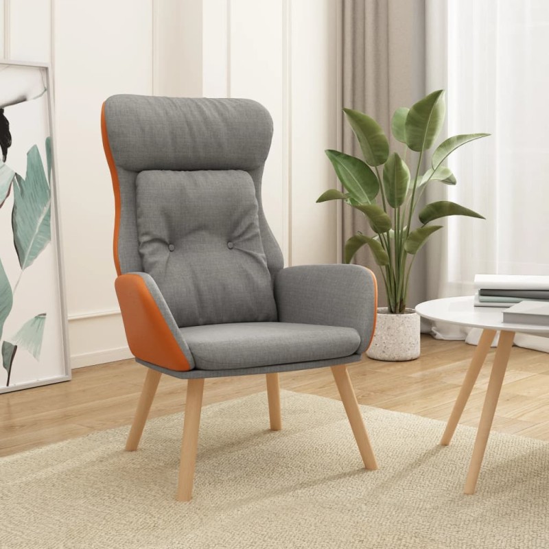 vidaXL Relaxsessel Hellgrau Stoff und PVC vidaXL Relaxsessel Hellgrau Stoff und PVC