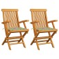 vidaXL Gartenstühle mit Blattmuster-Kissen 2 Stk. Massivholz Teak vidaXL Gartenstühle mit Blattmuster-Kissen 2 Stk. Massivholz Teak