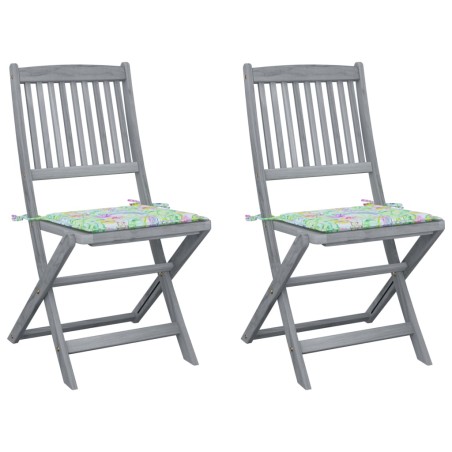 vidaXL Klappbare Gartenstühle 2 Stk. mit Kissen Massivholz Akazie