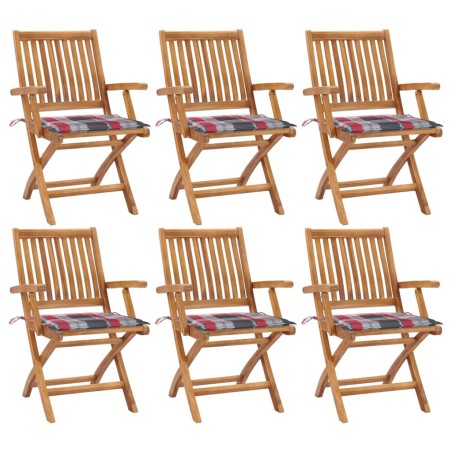 vidaXL Klappbare Gartenstühle mit Kissen 6 Stk. Massivholz Teak