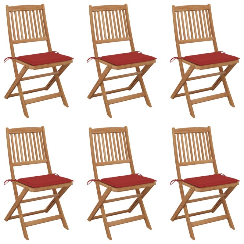 vidaXL Klappbare Gartenstühle 6 Stk. mit Kissen Massivholz Akazie vidaXL Klappbare Gartenstühle 6 Stk. mit Kissen Massivholz Akazie