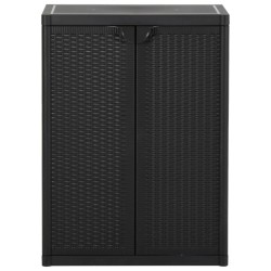 vidaXL Gartenschrank Schwarz 65x45x88 cm PP Rattan-Optik