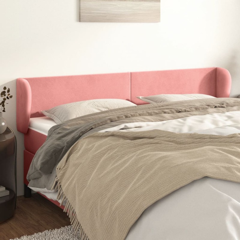 vidaXL Kopfteil mit Ohren Rosa 163x23x78/88 cm Samt vidaXL Kopfteil mit Ohren Rosa 163x23x78/88 cm Samt