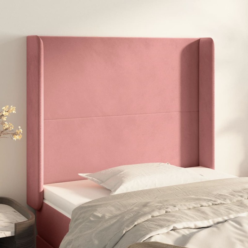 vidaXL Kopfteil mit Ohren Rosa 83x16x118/128 cm Samt