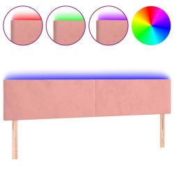 vidaXL LED Kopfteil Rosa 160x5x78/88 cm Samt