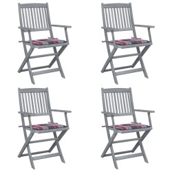 vidaXL Klappbare Gartenstühle 4 Stk. mit Kissen Massivholz Akazie