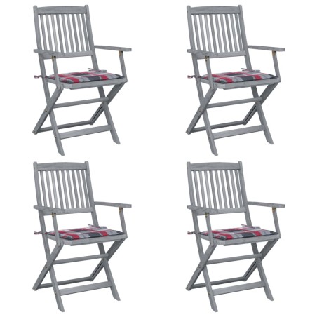 vidaXL Klappbare Gartenstühle 4 Stk. mit Kissen Massivholz Akazie