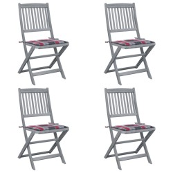 vidaXL Klappbare Gartenstühle 4 Stk. mit Kissen Massivholz Akazie