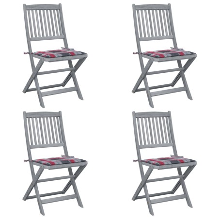 vidaXL Klappbare Gartenstühle 4 Stk. mit Kissen Massivholz Akazie