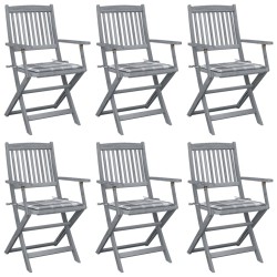 vidaXL Klappbare Gartenstühle 6 Stk. mit Kissen Massivholz Akazie