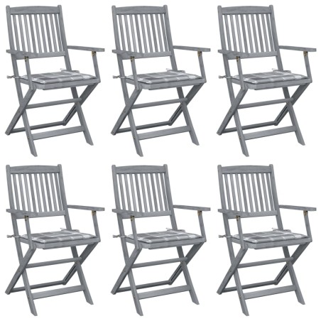 vidaXL Klappbare Gartenstühle 6 Stk. mit Kissen Massivholz Akazie