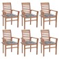 vidaXL Essstühle 6 Stk. Graue Karomuster-Kissen Massivholz Teak vidaXL Essstühle 6 Stk. Graue Karomuster-Kissen Massivholz Teak