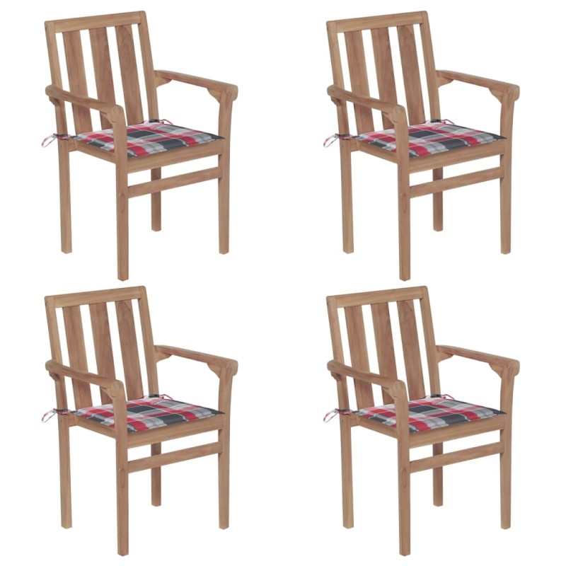 vidaXL Stapelbare Gartenstühle mit Kissen 4 Stk. Massivholz Teak vidaXL Stapelbare Gartenstühle mit Kissen 4 Stk. Massivholz Teak