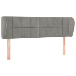 vidaXL Kopfteil mit Ohren Hellgrau 147x23x78/88 cm Samt