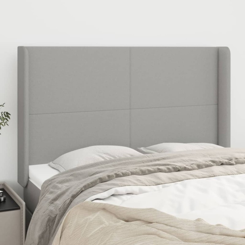 vidaXL Kopfteil mit Ohren Hellgrau 147x16x118/128 cm Stoff vidaXL Kopfteil mit Ohren Hellgrau 147x16x118/128 cm Stoff