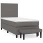 vidaXL Boxspringbett mit Matratze Grau 100x200 cm Kunstleder vidaXL Boxspringbett mit Matratze Grau 100x200 cm Kunstleder