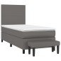 vidaXL Boxspringbett mit Matratze Grau 100x200 cm Kunstleder vidaXL Boxspringbett mit Matratze Grau 100x200 cm Kunstleder