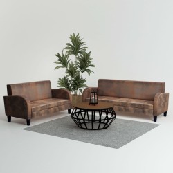 vidaXL Sofa-Set 2-tlg. Kunstleder in Wildleder-Optik Braun