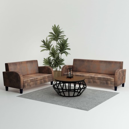 vidaXL Sofa-Set 2-tlg. Kunstleder in Wildleder-Optik Braun