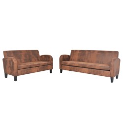 vidaXL Sofa-Set 2-tlg. Kunstleder in Wildleder-Optik Braun