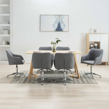 vidaXL Esszimmerstühle Drehbar 6 Stk. Hellgrau Stoff
