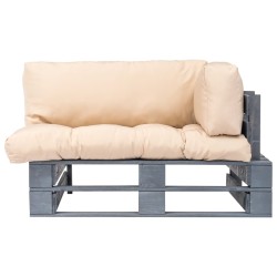 vidaXL Outdoor-Sofa Paletten mit Kissen in Sandfarben Kiefernholz