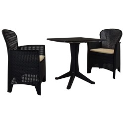 vidaXL 3-tlg. Bistro-Set Kunststoff Rattan Anthrazit