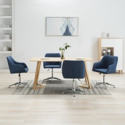 vidaXL Esszimmerstühle Drehbar 4 Stk. Blau Stoff