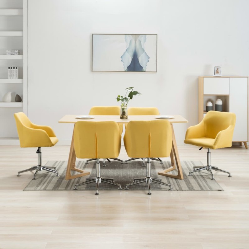 vidaXL Esszimmerstühle Drehbar 6 Stk. Gelb Stoff vidaXL Esszimmerstühle Drehbar 6 Stk. Gelb Stoff