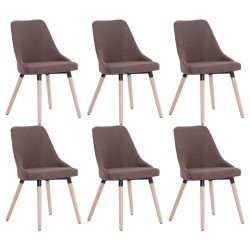 vidaXL Esszimmerstühle 6 Stk. Braun Stoff 