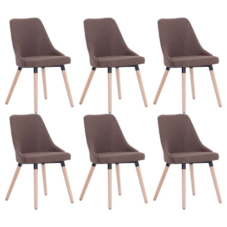 vidaXL Esszimmerstühle 6 Stk. Braun Stoff 