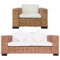 vidaXL 2-tlg. Sofagarnitur mit Auflagen Natur Rattan vidaXL 2-tlg. Sofagarnitur mit Auflagen Natur Rattan