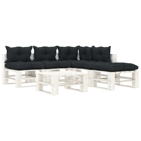 vidaXL 6-tlg. Garten-Lounge-Set Paletten mit Kissen in Anthrazit Holz