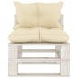 vidaXL Garten-Paletten-Mittelsofa mit Kissen in Creme Holz vidaXL Garten-Paletten-Mittelsofa mit Kissen in Creme Holz